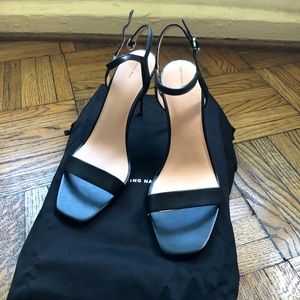 Something Navy Black Stiletto Sandals 10